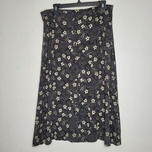 Vintage 90s y2k grunge dark cottage floral button front midi maxi skirt large p